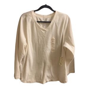 St. John's Bay Polar Fleece Sweatshirt Women's XXL Polar Bear V-Neck Long Sleeve